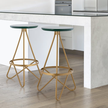 Spiroa 30" Modern Industrial Metal Backless Circular Bar Stool - JONATHAN Y